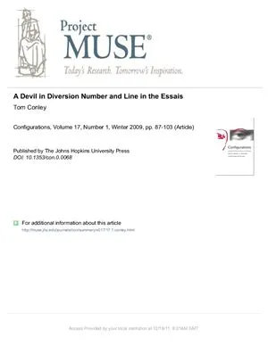 A Devil in Diversion: Number and Line in the Essais