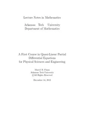 A First Course in Quasi-Linear Partial Differential Equations for Physical Sciences and Engineering