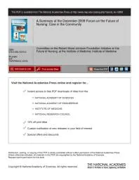 A Summary of the December 2009 Forum on the Future of Nursing : Care in the Community