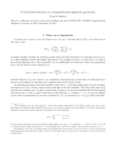 A brief introduction to computational algebraic geometry