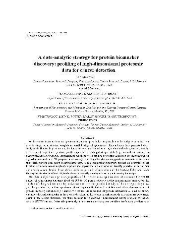 A data-analytic strategy for protein biomarker discovery profiling of high-dimensional proteomic dat