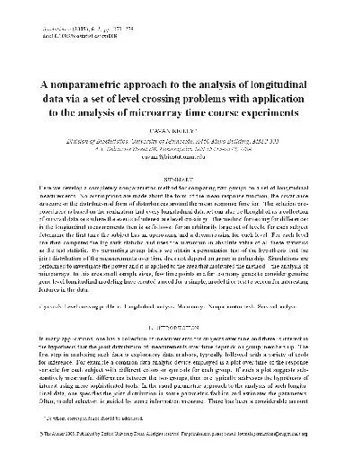 A nonparametric approach to the analysis of longitudinal data via a set of level crossing problems w