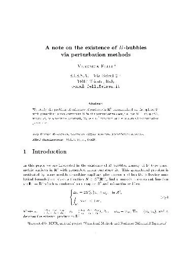 Cover of A note on the existence of H-bubbles via perturbation methods