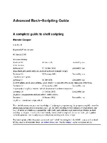 Advanced Bash-Scripting Guide. A complete guide to shell scripting