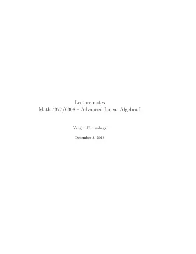 Advanced Linear Algebra I [Lecture notes]