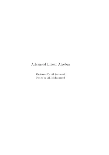 Advanced Linear Algebra [Lecture notes]