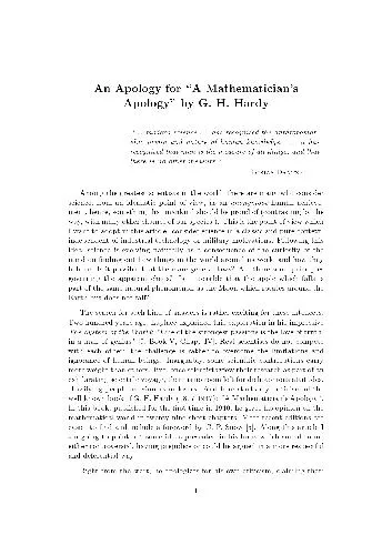 An Apology for ''A Mathematician's Apology''