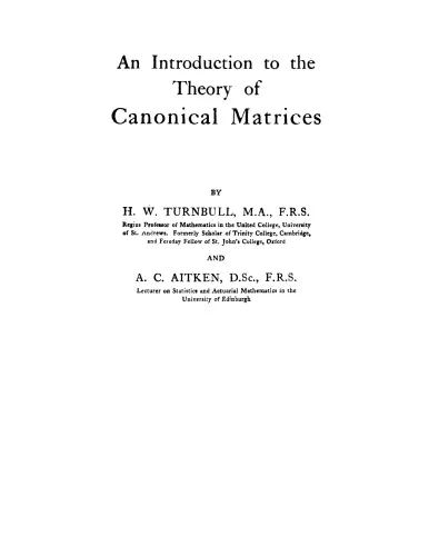 An introduction to the theory of canonical matrices