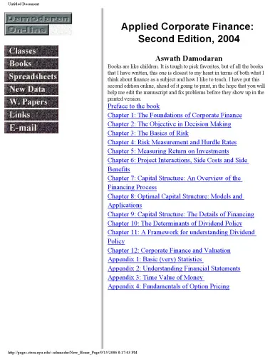 Applied Corporate Finance: A User's Manual