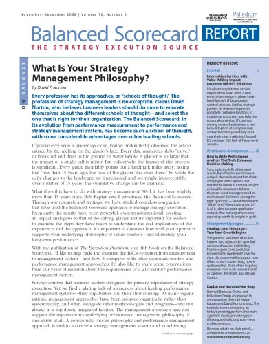 Balanced Scorecard Report - The Strategy Execution Source - Volume 11 Number 1 - Jan-Feb 2009