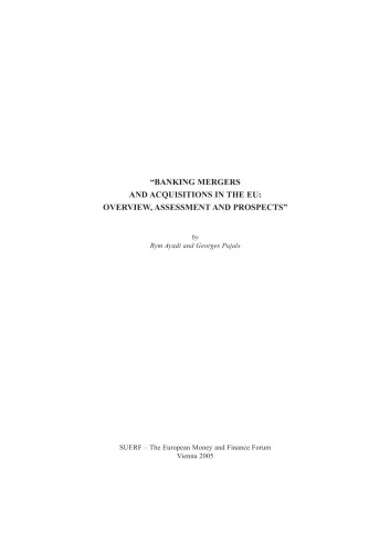 Banking Mergers and Acquisitions in the EU: Overview Assessment and Prospects