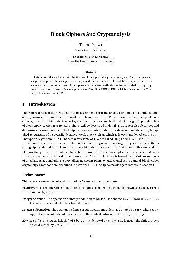 Block Ciphers And Cryptanalysis