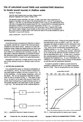 Bucker Use of calculated sound fields and matched-field detection to locate sound sources in shallow water