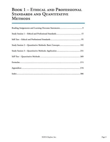 CFA. Level 1 Book 1: Ethical and Professional Standards and Quantitative Methods 2015
