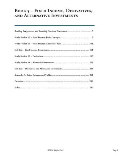 CFA. Level 1 Book 5: Fixed Income, Derivatives, and Alternative Investments 2015
