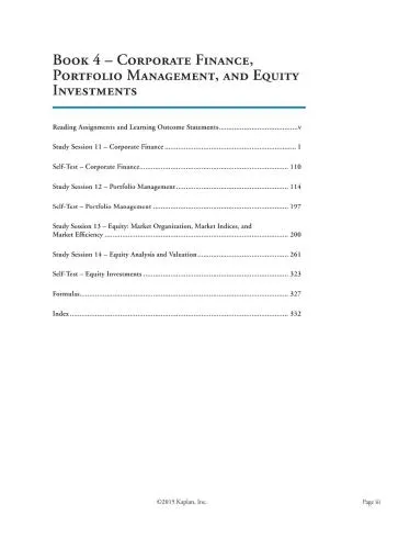 CFA. Level 1. Book 4. Corporate Finance, Portfolio Management, and Equity Investments 2016