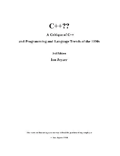 C++?? A Critique of C++ and Programming and Language Trends of the 1990