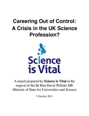 Cover of Careering Out of Control: A Crisis in the UK Science Profession?