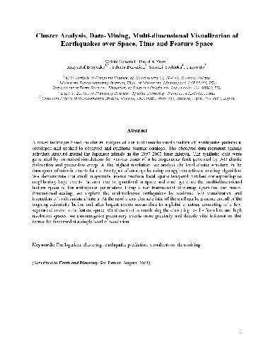 Cluster Analysis, Data-Mining, Multi-dimensional Visualization of Earthquakes over Space, Time and Feature Space