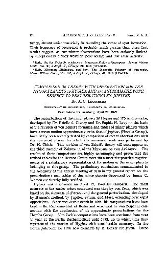 Comparison of Theory with Observation for the Minor Planets 10 Hygiea and 175 Andromache with Respect to Perturbations by Jupiter