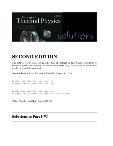 Concepts in Thermal Physics, Second Edition [2nd Ed] (Instructor Solution Manual, Solutions)