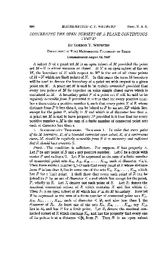 Concerning the Open Subsets of a Plane Continuous Curve