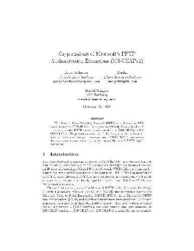 Cryptanalysis Of Microsoft's Pptp Authentication Extensions