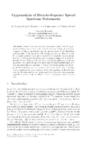 Cover of Cryptanalysis of Discrete-Sequence Spread Spectrum Watermarks