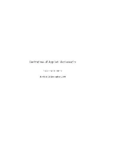 Cover of Derivations of applied mathematics