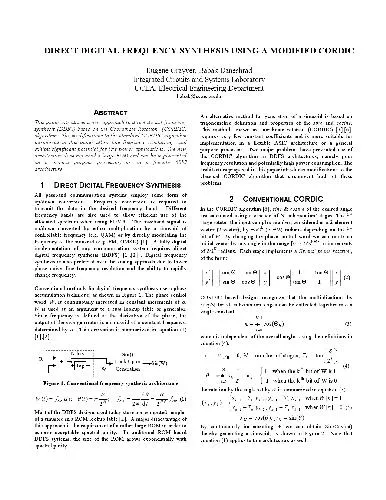 Direct digital frequency synthesis using a modified CORDIC