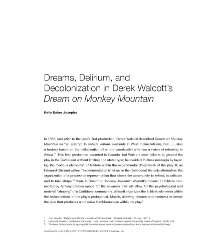 Dreams, Delirium, and Decolonization in Derek Walcott’s Dream on Monkey Mountain