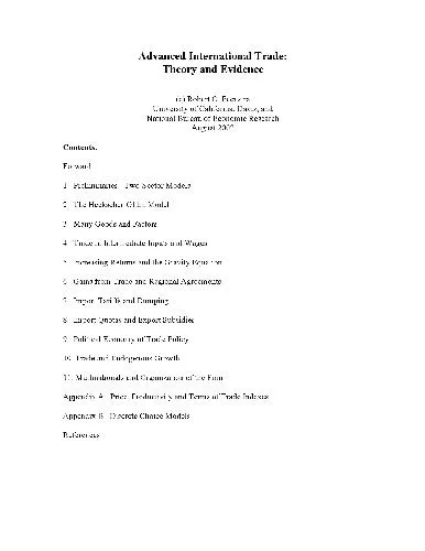 Economics Advance International Trade, Theory and Evidence Feenstra