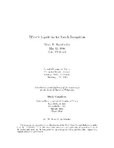 Cover of Efficient Algorithms for Speech Recognition