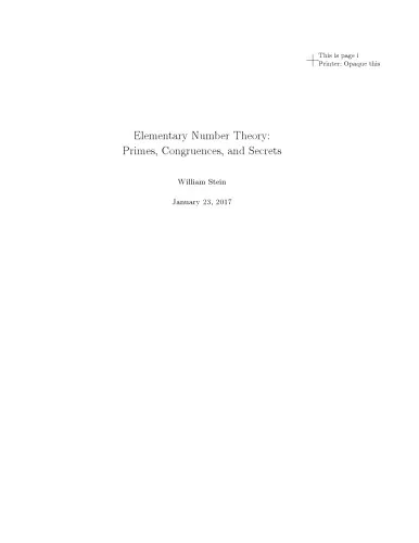 Elementary Number Theory. Primes, Congruences and Secrets