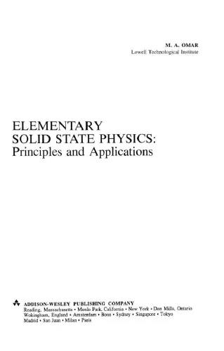 Elementary Solid State Physics