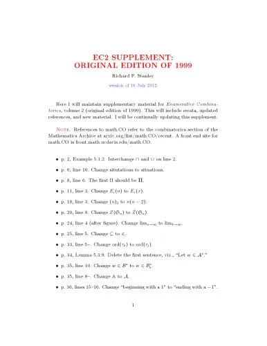 Enumerative combinatorics, vol. 2: Supplement