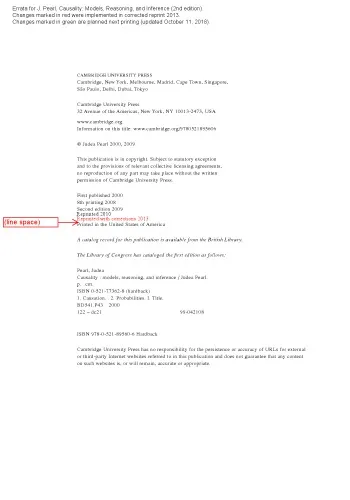 Errata for J. Pearl, Causality: Models, Reasoning, and Inference 2ed., 2013 printing