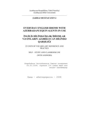 Cover of Everyday English Idioms with Azerbaijani equivalents in use
