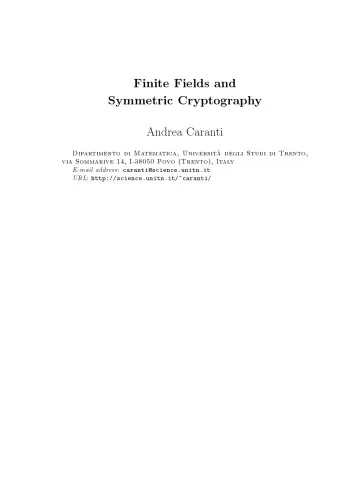 Cover of Finite Fields and Symmetric Cryptography [Lecture notes]