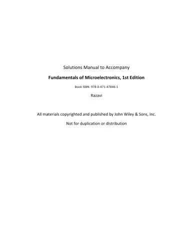 Fundamentals of Microelectronics Solutions Manual