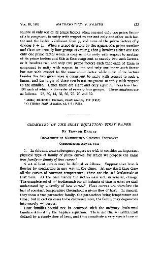 Geometry of the Heat Equation First Paper