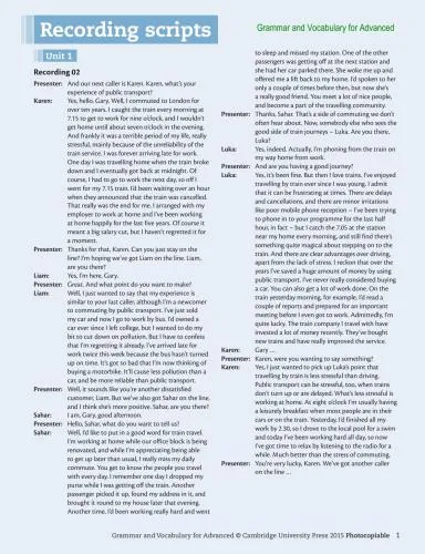 Grammar and Vocabulary for Advanced - Recording Scripts