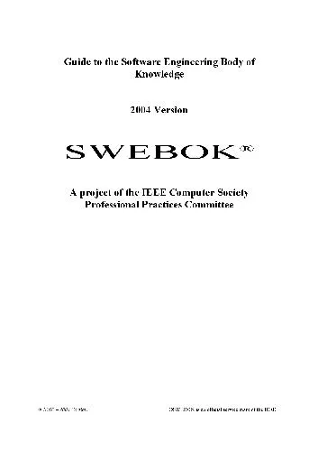 Guide to the Software Engineering Body of Knowledge: 2004 version Swebok