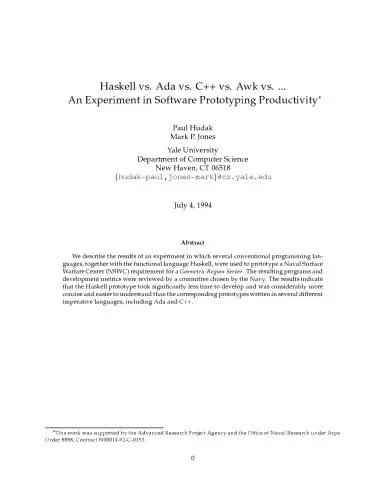 Haskell vs Ada vs C++ vs Awk vs ... An experiment in software prototyping productivity