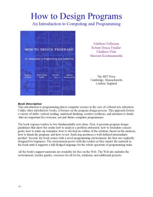 How to design programs.. an introduction to computing and programming (using Scheme)