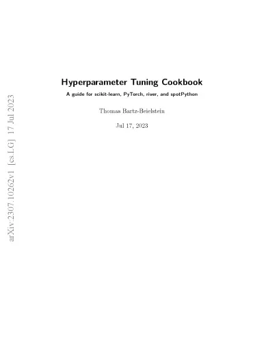 Hyperparameter Tuning Cookbook: A guide for scikit-learn, PyTorch, river, and spotPython