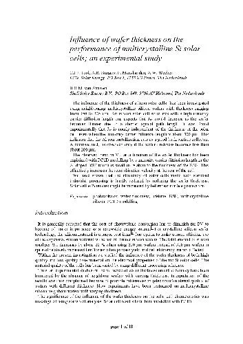 Influence of wafer thickness on the performance of multicrystalline Si