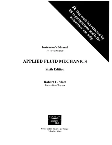 Instructor’s Manual (Solutionary) Applied Fluid Mechanics