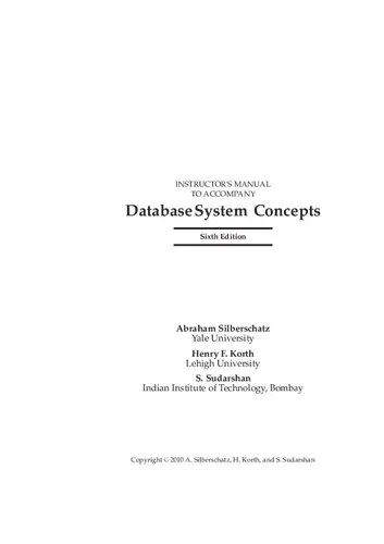 Instructor's Manual to Accompany Database System Concepts