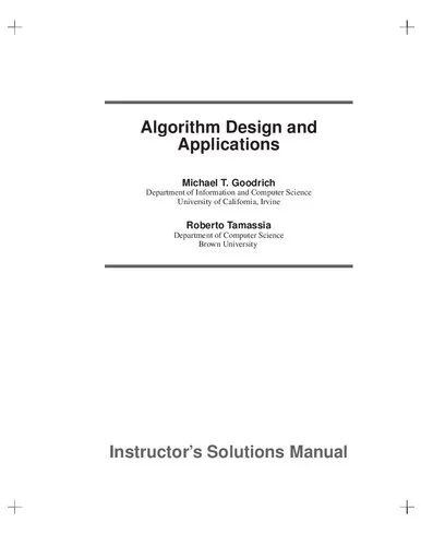 Instructor's Solutions Manual to Algorithm Design and Applications